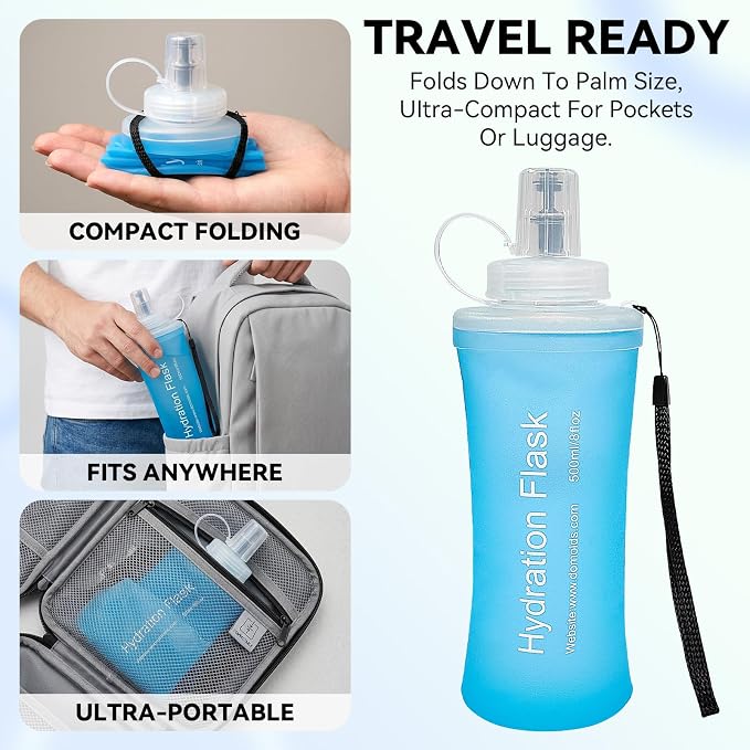 FR Collapsible Soft Hydration Flask 700ml TPU Portable Sports Water Bottle, Outdoor Running Cycling Fitness Hydration Bag with Leak-Proof Bite Valve and Lanyard(Blue) - Image 5