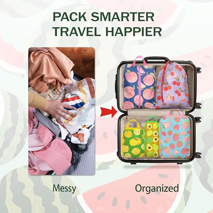 6 Pcs Compression Packing Cubes for Travel, Waterproof Luggage Organizer Washable Storage Bags Set - Packaging Cubes for Backpack Travel and Carry-Ons - Image 6