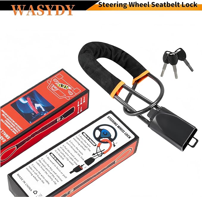 Steering Wheel & Seat Belt Lock, Anti-Theft Device, Great Gift for Father | 2026 upgraded high-strength steel cable, compact & lightweight. Universal fit for cars, SUVs, trucks and golf carts. - Image 6
