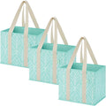 VENO 3 Pack Heavy Duty Reusable Grocery Shopping Bags Utility Tote | Water Resistant, Storage Box with Sturdy Handles & Hard Bottom, Foldable for Groceries Shopping Cart(Evergreen, 6 Gallon) by Veno