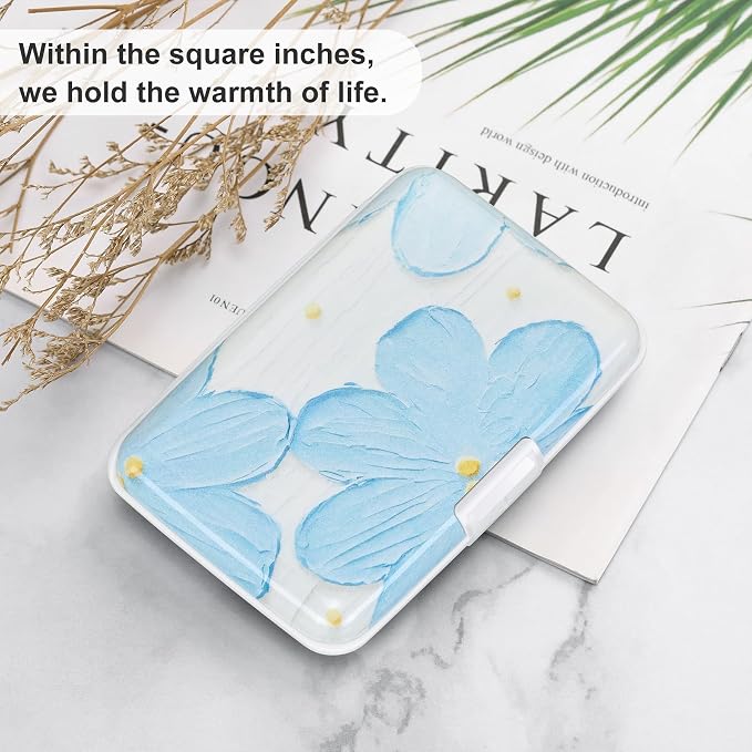 Mini RFID Aluminum Wallet Credit Cards Holder Business Card Case Metal ID Case for Men Women(Cerulean Flower) - Image 6