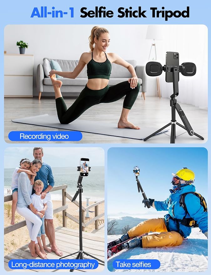 Sinbyuer 71'' Auto Face Tracking Tripod with Remote & Two Fill Lights | Gesture Control, 360° Rotation Follows Your Movement, Phone Stand Selfie Stick for TikTok Content Creators & Video Recording - Image 7