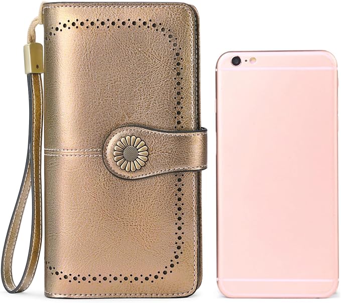 SENDEFN Wallets for Women Leather Credit Card Holder with RFID Blocking Large Capacity Wristlet | with RFID Blocking - Image 6