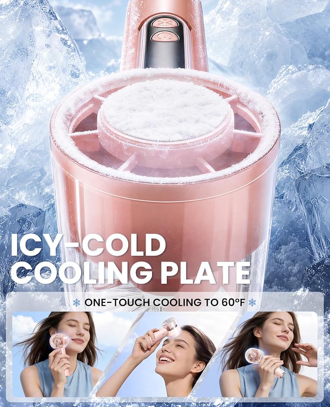 Handheld Fan with Ice Cooler, 13H Runtime, 16000RPM Turbo Motor, 100-Speed, 4000mAh Rechargeable Personal Fan, Portable Mini Hand Fan for Travel Outdoor Makeup Pink - Image 2