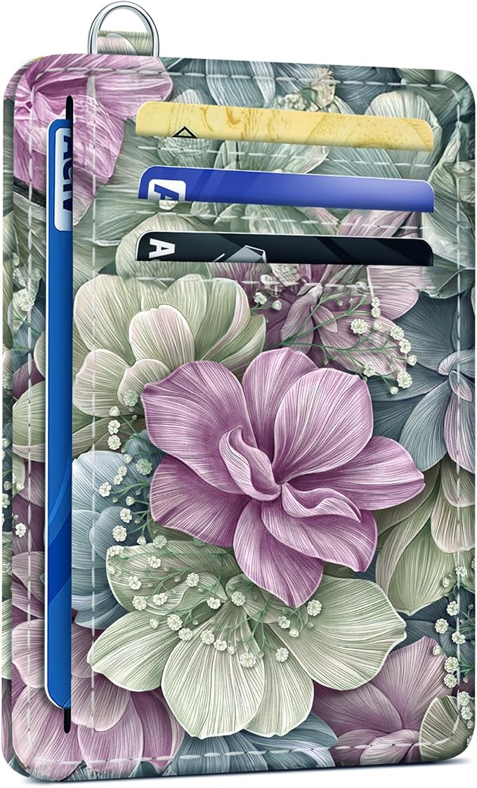 SEAVILIA Small Credit Card Holder for Women, Slim RFID Blocking Wallet | Cute Mini ID Card Case, Thin Minimalist Pocket Wallet, Gift for Girls, Happy Flower by seavilia