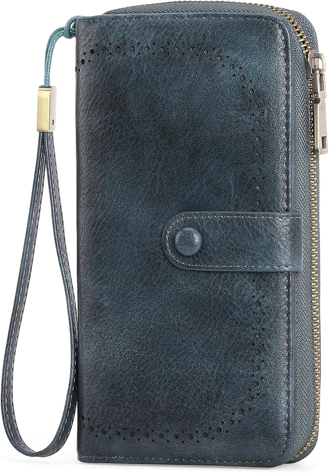 GAEKEAO Leather Credit Card Holder Wallet for Women RFID Blocking Large Capacity Bifold Zipper Card Case Organizer with Wristlet 45 Slots - Image 8