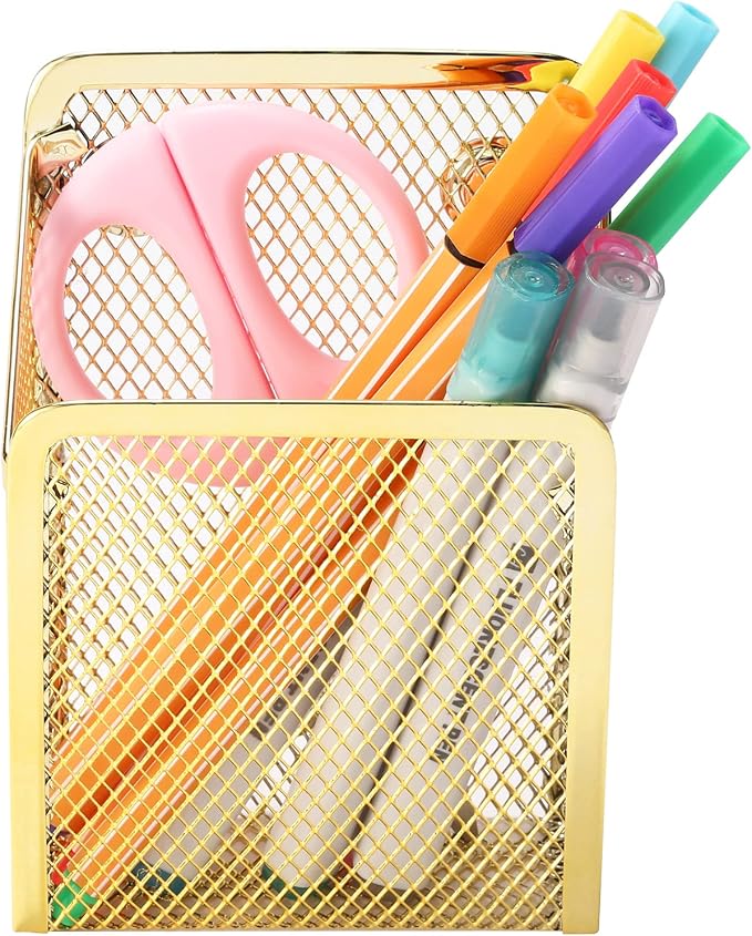 Magnetic Pencil Holder,Mesh Stainless Steel Pen Basket, Metal Writing Utensil Storage Organizer for Whiteboard,Blackboard,Kitchen, Locker, Home, or Office | Metal Writing Utensil Storage Organizer for Whiteboard,Blackboard,Kitchen, Locker, Home, or Office - Image 2