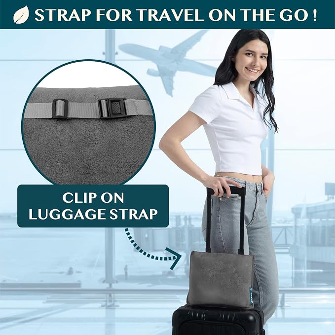 PAVILIA Travel Blanket Pillow, Soft Airplane Blanket 2-in-1 Combo Set, Plane Blanket Compact Packable, Flight Essentials Car Pillow, Travelers Gifts Accessories, Luggage Backpack Strap, 60x43 Gray - Image 3