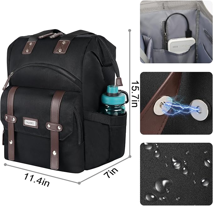 FALANKO Laptop Backpack For Women, Work Doctor Teacher Nurse Wide Open College 15.6 Inch Laptops Backpack Purse with RFID, Travel Water Resistant RFID Computer Bag for Men Women Black - Image 4