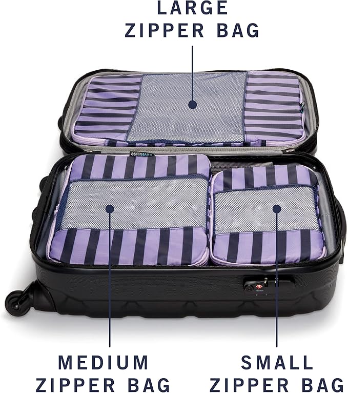 Travel Wise Packing Cubes for Travel - 5 Piece Set with Pattern Design, Lightweight Ripstop Nylon Luggage Organizers with Mesh Panel, Small Medium Large Sizes - Image 6