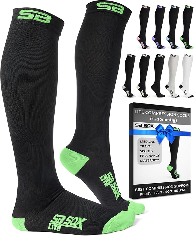 SB SOX Compression Socks for Men & Women (15-20mmHg) | Best Compression Socks for Flying, Medical, Sports, Wide Calf Fit, Pregnancy, and Daily Wear by SBSOX