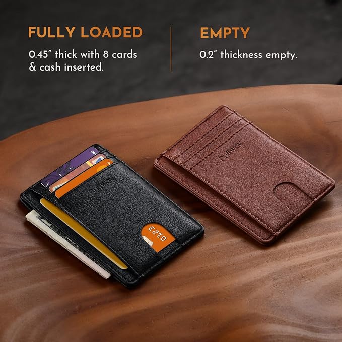 Buffway Slim Minimalist Front Pocket RFID Blocking Leather Wallets for Men and Women - Galactic Crack Black - Image 5