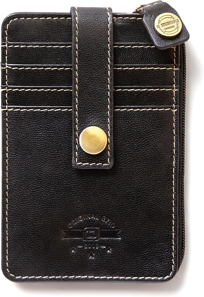 ID Stronghold RFID Blocking Front Pocket Wallet – Slim Minimalist Genuine Leather Wallet with Zipper Coin Pocket (Mega Black) by IDStronghold