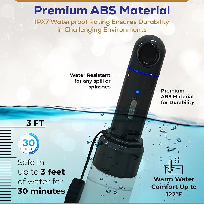 LuxeJet V2 Portable Bidet for Travel with 350mL Built-in Bottle | Electric Handheld Rechargeable Personal Cleaning Sprayer, IPX7 Waterproof, 400mAh Battery USB Type-C Charging, Obsidian Drift - Image 6