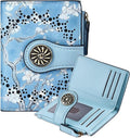 Tipmile Small Wallet Women Bifold RFID Blocking Card Holder Leather Wallets with Zipper Coin Pocket, White & Blue by Tipmile