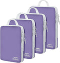 4 Set Compression Packing Cubes, Suitcase Organizer, Lightweight Travel Essentials, Compression Bags For Travel Accessories Luggage Storage Set (4 Pcs, Purple) by Unknown