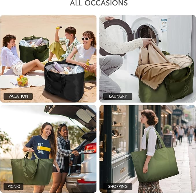 KALIDI 60L Extra Large Beach Tote Oversized Bag Zipper Utility Weekender | Anti Splash Huge Foldable Lightweight Duffle Carrier for Vacation Travel Shopping Reusable Grocery Organize - Image 4