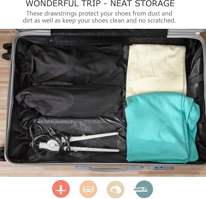 PlasMaller Shoe Storage Bags 100% Cotton with Drawstring for Men and Women for Travel Protecting and Storing Shoes - Image 3