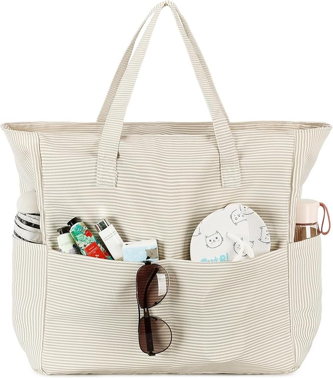 LEDAOU Large Beach Bag for Women, Waterproof Sandproof Tote Bag with Zipper | 36L Pool and Swim bag with Zipper, Wet/Dry pocket and 7 Pockets for Beach Days, Cruises, Vacations and Family travel - Image 9