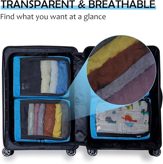 4-PACK Blue Organizer Cubes - Pack Luggage, Suitcase and Carry On Cubes - Image 6