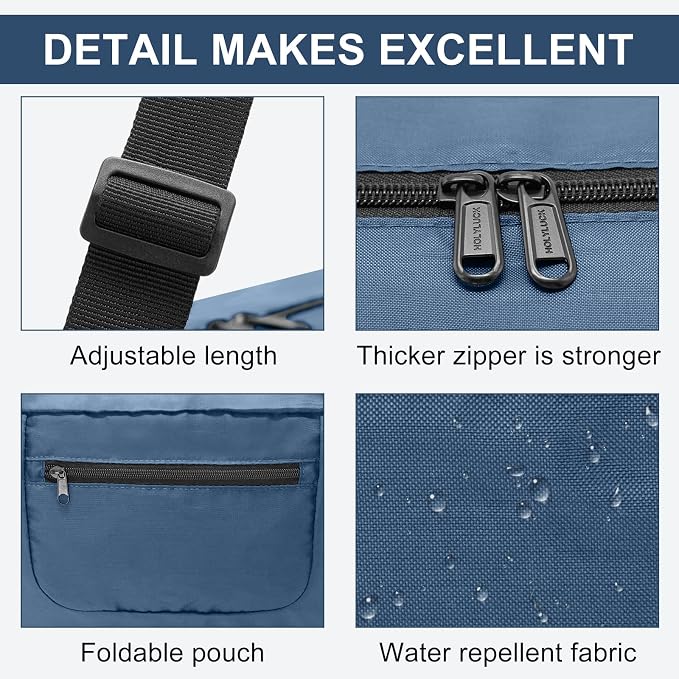 HOLYLUCK Foldable Travel Duffel Bag For Women & Men Luggage Great for Gym - Airforce blue - Image 4