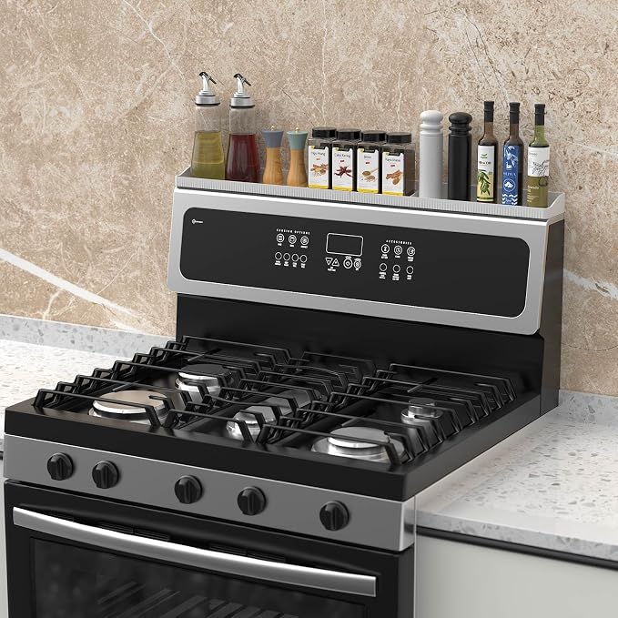 Stove Top Shelf 30 Inch - Silicone Material Magnetic Shelf for Stove -White | 3 Functional Partitions,Heat Resistant Kitchen Spice Rack Organizer - Image 7