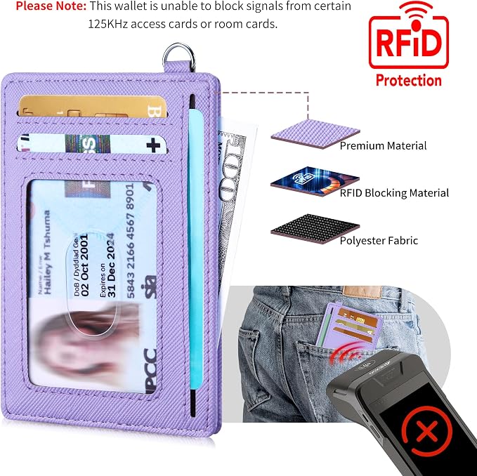 Mayski Slim Wallet, Credit Card Holder for Women, Minimalist Front Pocket RFID Blocking Card Cases, Small Wallet Women Men(Cross Light Purple) - Image 5