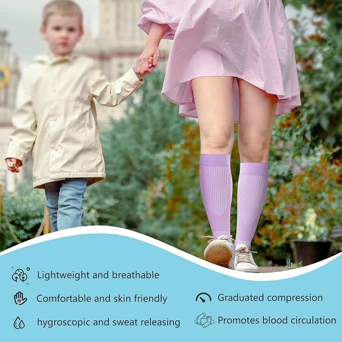 fenglaoda Compression Socks Women Men 4 Pairs, Knee High Support Socks for Running, Sports, Travel, Flight, Nurse - Image 7