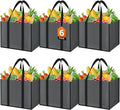 WISELIFE Reusable Grocery Bags, Foldable, Lasting Use, 35L, 6 Pack, Gray | Large Shopping Bags with Reinforced Stitching, Water-Resistant Grocery Totes for Kitchen, Market, Car Trunk, Picnic by WiseLife