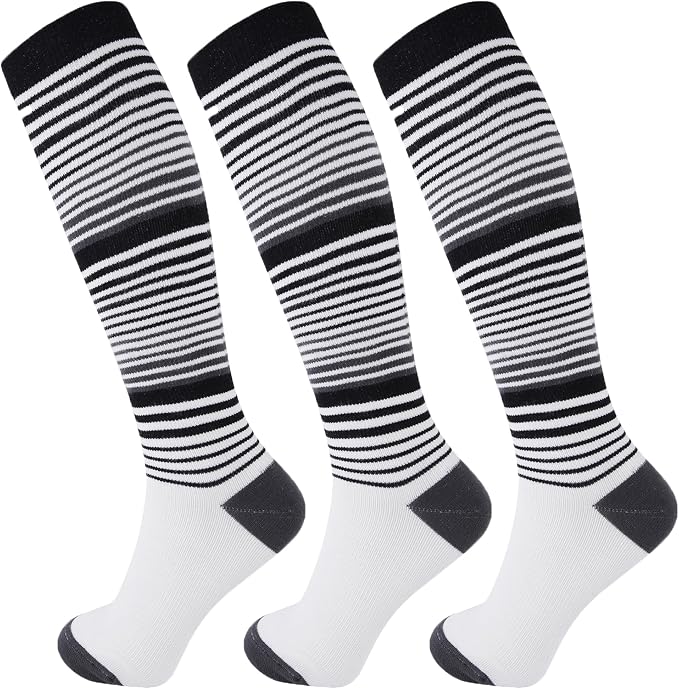 +MD 3 Pairs Bamboo Viscose Compression Socks for Women Men 15-20mmHg Knee High Support Stockings for Pregnancy Nurse Travel by MD