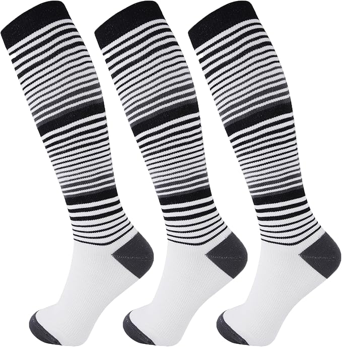 +MD 3 Pairs Bamboo Viscose Compression Socks for Women Men 15-20mmHg Knee High Support Stockings for Pregnancy Nurse Travel by MD