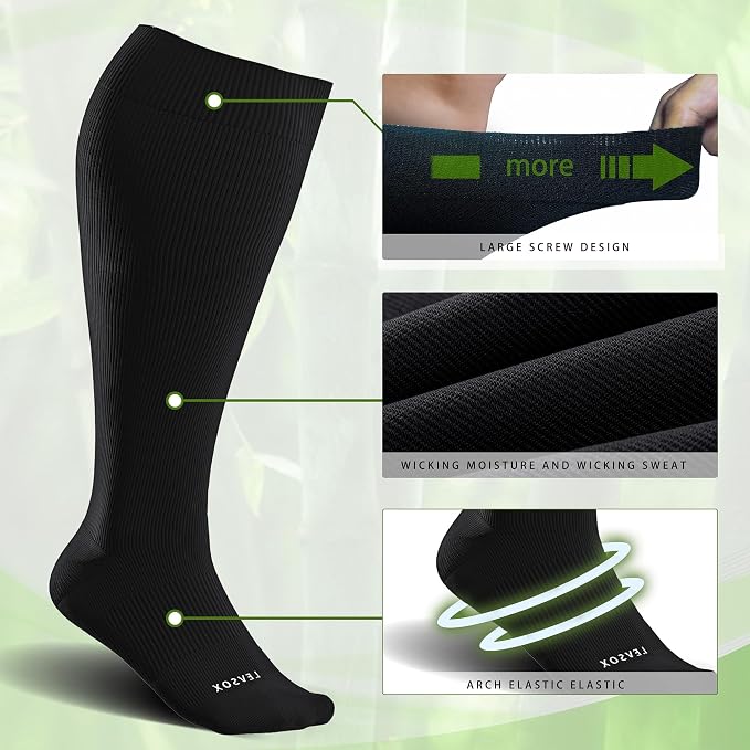 LEVSOX Wide Calf Compression Socks for Women&Men Plus Size 15-20mmHg Knee High Large Support Stockings for Circulation - Image 4