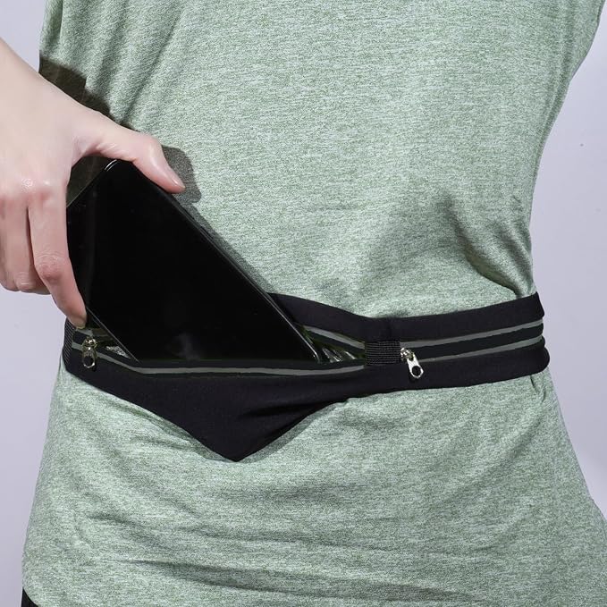 Running Belt Fanny Pack for Men Women, Runner Marathon Jogging Waist Pack Sport Workout Exercise Fitness Phone Holder Belt for Men Women Jogger Slim Waistband Black - Image 5