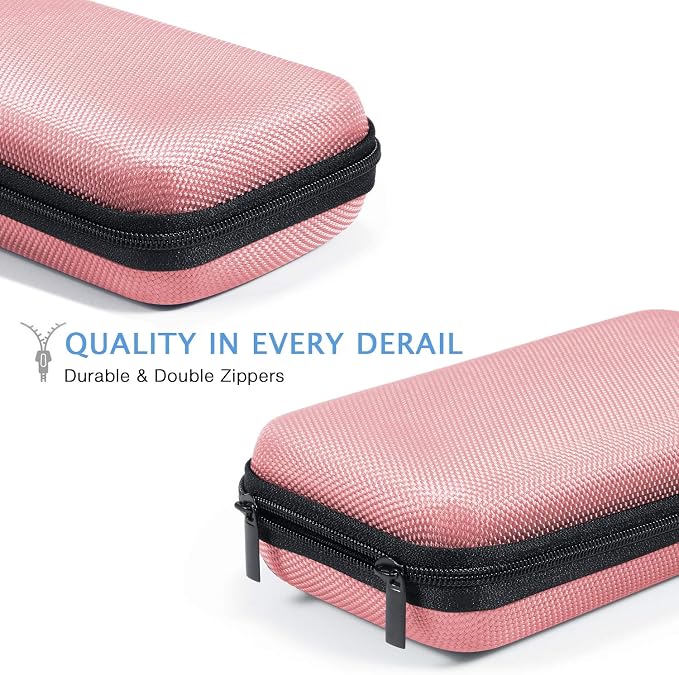 Pink Portable Hard EVA Case, Small Zipper Travel Pouch Organizer | High Protection Bag for Battery, GPS, Hard Drive, Cell Phone, Charging Cable, Cord, Electronic Organizer - Image 5