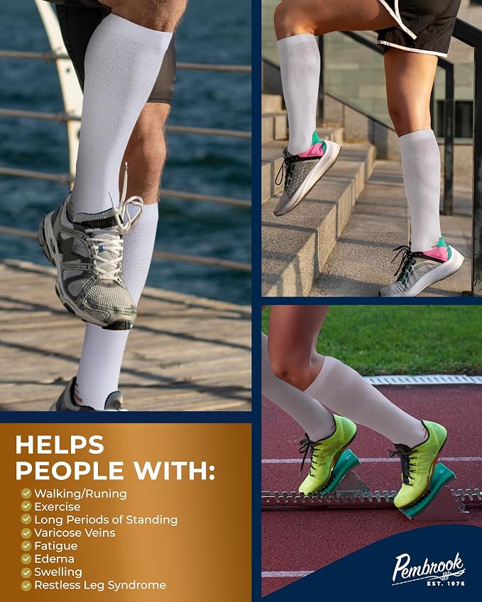 Pembrook 3 Pairs Copper Mens Compression Socks 20-30 mmHg, Running, Hiking, Athletic Cycling, Travel | Circulation Support - Image 4