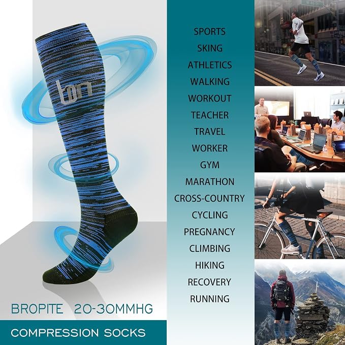 cerpite Compression Socks for Women & Men 6 Pairs Knee High Compression Socks 20-30 mmhg Best for Running,Nurse,Travel - Image 4