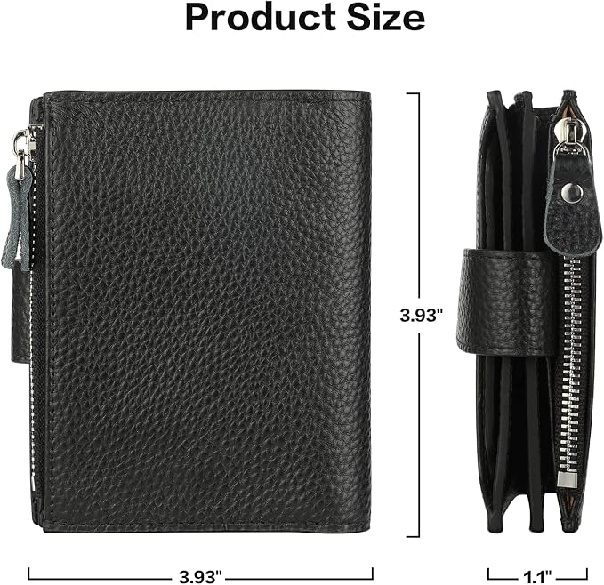 Small Compact Women Wallet RFID Blocking Genuine Leather Bifold Purse with ID Windows - Image 5