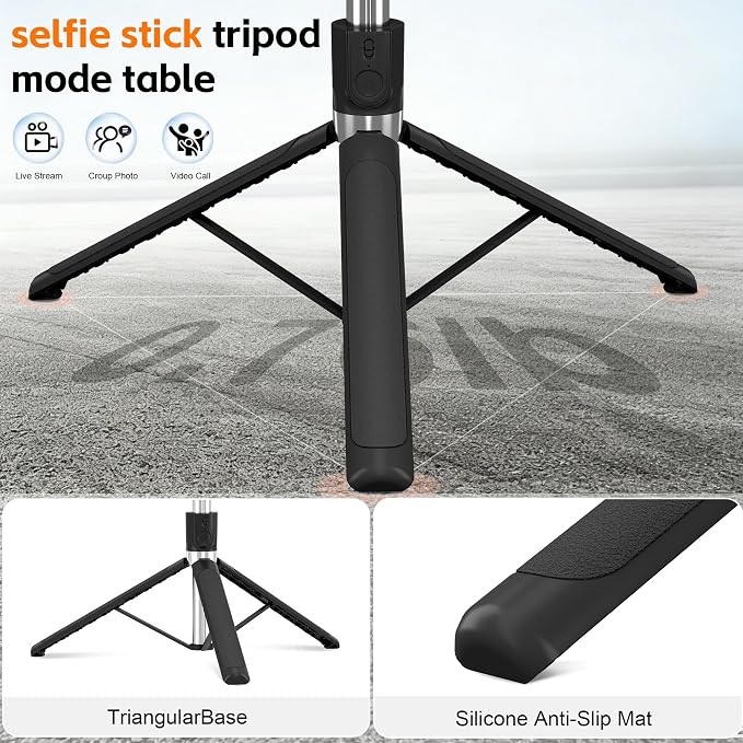 71" Phone Tripod & Selfie Stick with Remote,Extendable Cell Phone Tripod Stand for iPhone Android,5.9FT Tall for Video Recording Vlog Travel - Image 4