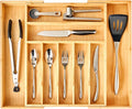 Large Expandable Kitchen Silverware Utensils Drawer Organizer, 2.5" Extra High Adjustable Drawer Divider with Curved Grooves, Bamboo Wood Cutlery Tray Flatware Holder by Umilife