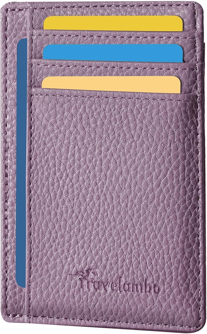 Travelambo Front Pocket Minimalist Leather Slim Wallet RFID Blocking Medium Size by Travelambo