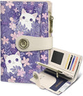 White Cat Wallet Women RFID, Passport Holder, Credit Card Holder | 6.7" x 4.4" x 1.3" Bifold, Travel billfold, Zipper Pocket, PU Leather, Clutch, Purse, ID Window, Pen Holder, Gift Ladies Girl by Mavellin