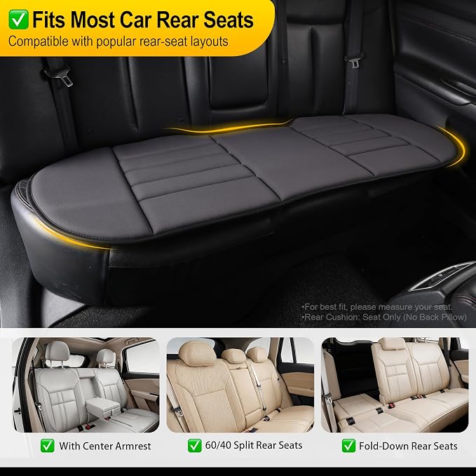 kingphenix 3-Piece Memory Foam Car Seat Cushion Set for Driving Comfort | 2 Front Seat Cushions and 1 Rear Bench Pad, 1.2-Inch Memory Foam, Non-Slip Bottom for Sedan, SUV, Truck and Van, Dark Grey - Image 4