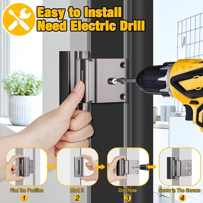 Home Security Door Lock, Door Reinforcement Lock for Kids Safety, Dark Gray | Withstands 1000 lbs of Impact, Door Lock for Front Door, Defender Door Locks Latch, Inside Door Lock, For Door Security - Image 3