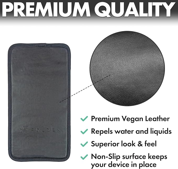 Airplane Phone Holder - Foldable Phone Stand for Plane Travel | Vegan Leather, Tabletop Mount Desk, Plane Tray Seat back, Treadmill, Fits iPhone Cell Phone, 9 x 4.3 in - Image 7