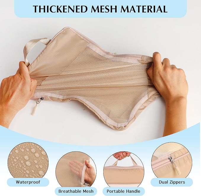 PFEYRPK Lightweight Compression Packing Cubes for Suitcases, Compressible Expandable Travel Packing Organizer with Clear Toiletries and Backpack Bag, Travel Essentials for Carry on Luggage 7 Set - Image 5