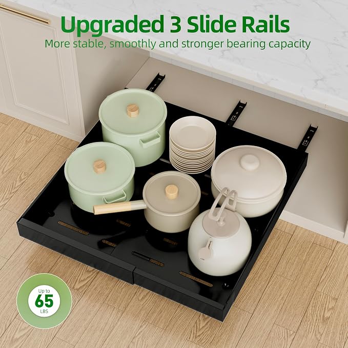 PAKETA 1 Pack Expandable Pull Out Cabinet Organizer,21" Deep | Pull Out Drawers for Cabinets with width from 12" to 20",Sliding Drawers for Cabinets with Upgrade 3 Slide Rails,hold 65 lbs - Image 7