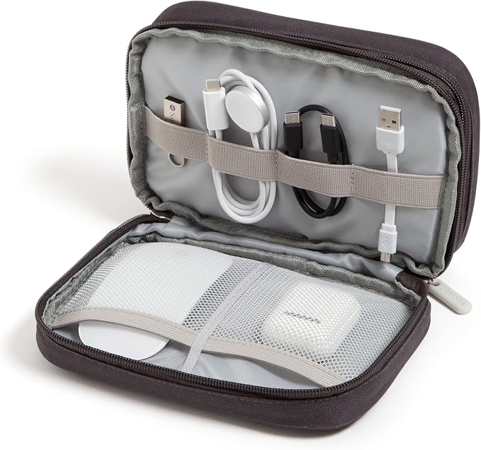 U Brands Electronics Organizer Travel Case, Cord Storage, 7.8" x 5", Gray by UBrands