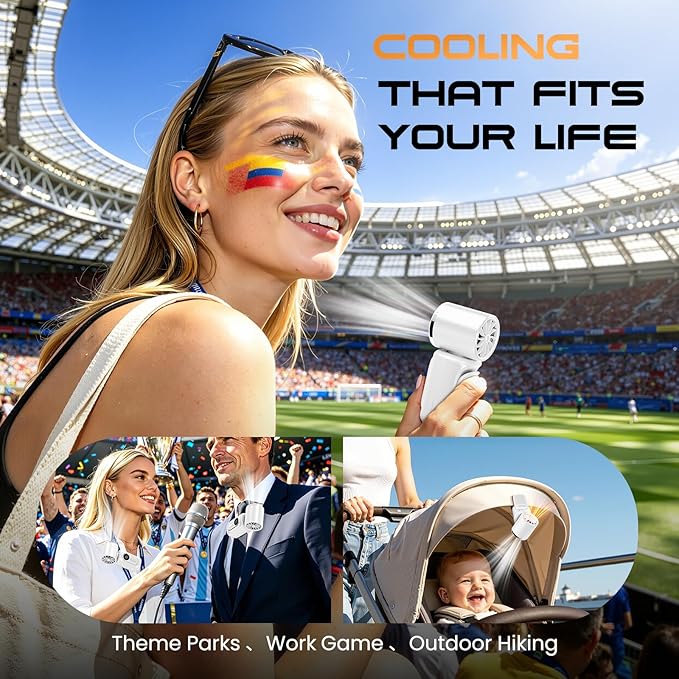 Portable Clip-On Mini Fan Handheld Turbo Fan with 100 Speeds 3000mAh | Rechargeable Stroller Fan Pocket Size USB Cooling Fan for Travel, Camping, Lash Tech & Office - Image 6