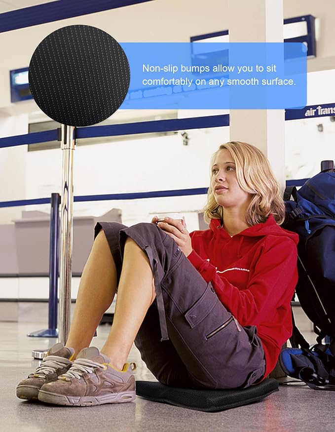 FASTMOMENT Portable Airplane Seat Cushion Foldable Seat Cushion for Travel | Thickened Cushion, Carrying Handle, Breathable Fabric, Washable Mesh Cover, Anti-Slip bottom, Lightweight for Flight Bleacher - Image 7