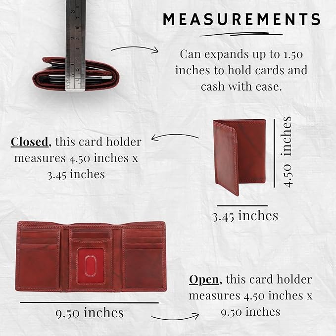 AG Wallets RFID Blocking Wallet for Men - Trifold Minimalist Slim Wallet with 10 Credit Card Slots & 3 Side Slots - 100% Genuine Leather Travel Wallet - Secure Compact Wallet - Burgundy - Image 3